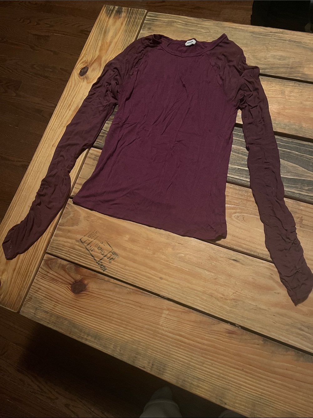 Garage Long Sleeve Crewneck Top in Plum